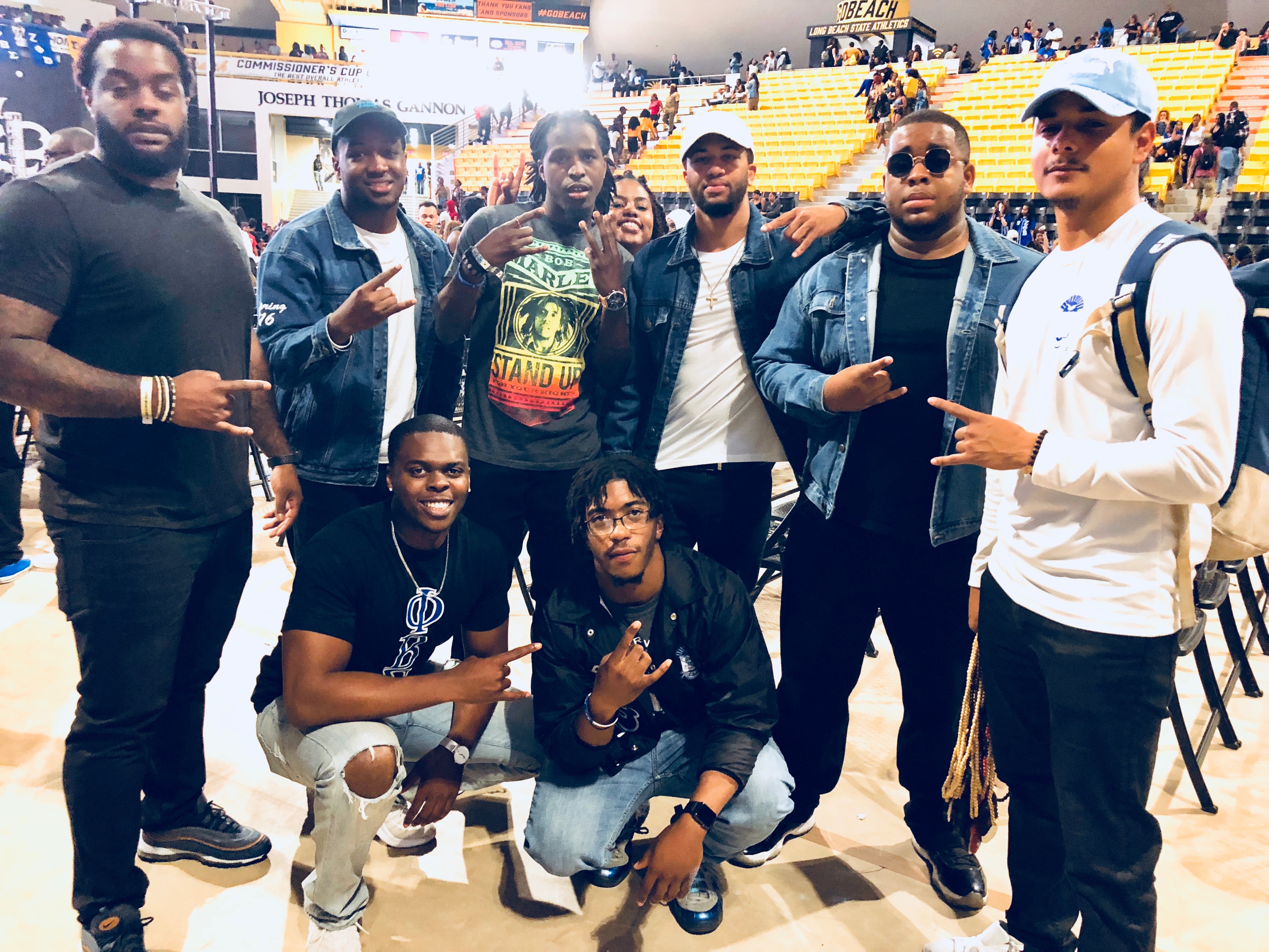 Brothers at basketball arena